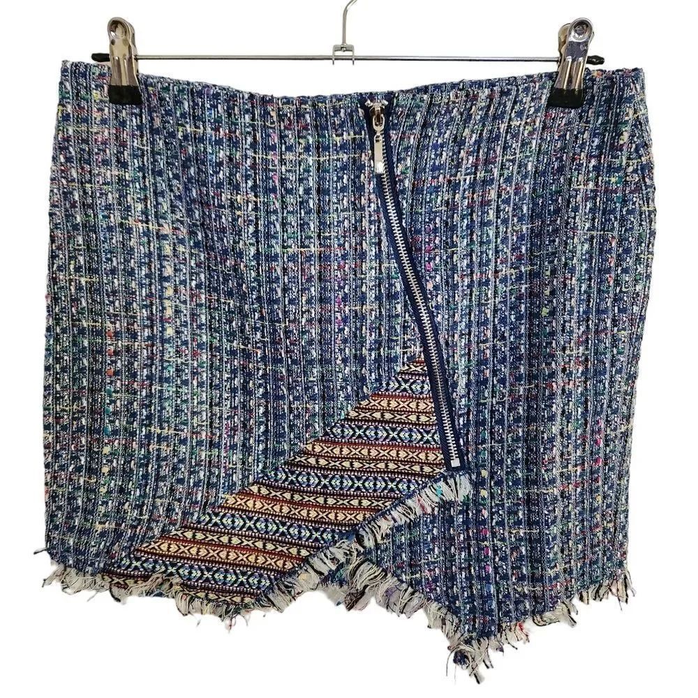 NWOT Endless Rose Tweed Frayed Hem Pencil Mini Skirt Size Juniors Medium